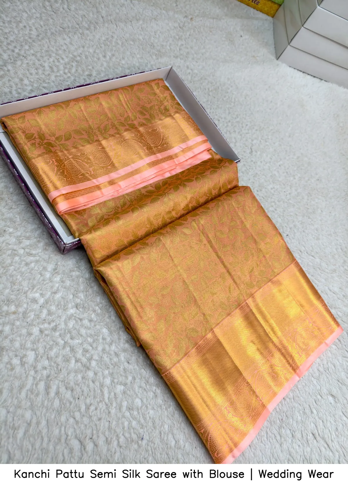 Kanchi Pattu Semi Silk Saree with Blouse | Wedding Wear 4
