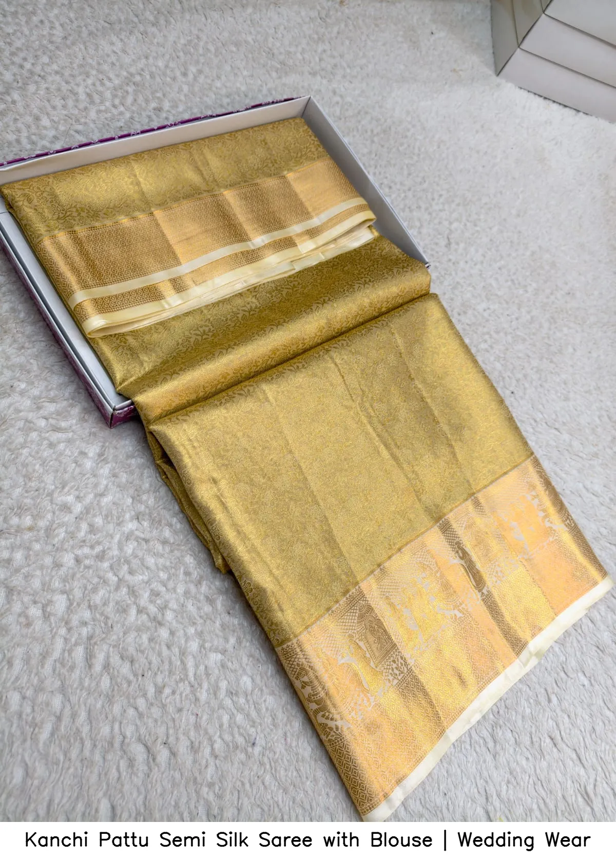 Kanchi Pattu Semi Silk Saree with Blouse | Wedding Wear 5