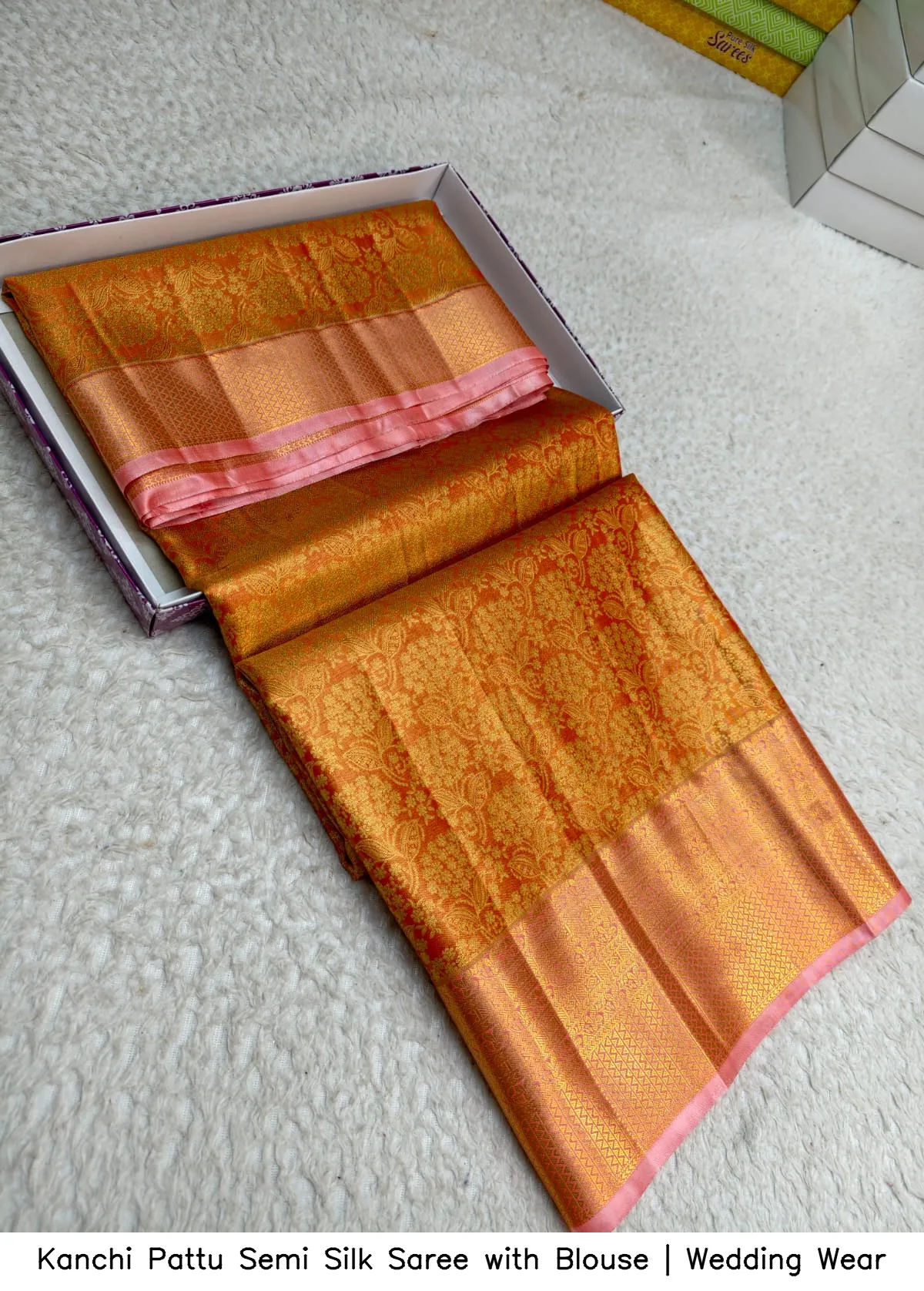 Kanchi Pattu Semi Silk Saree with Blouse | Wedding Wear 6