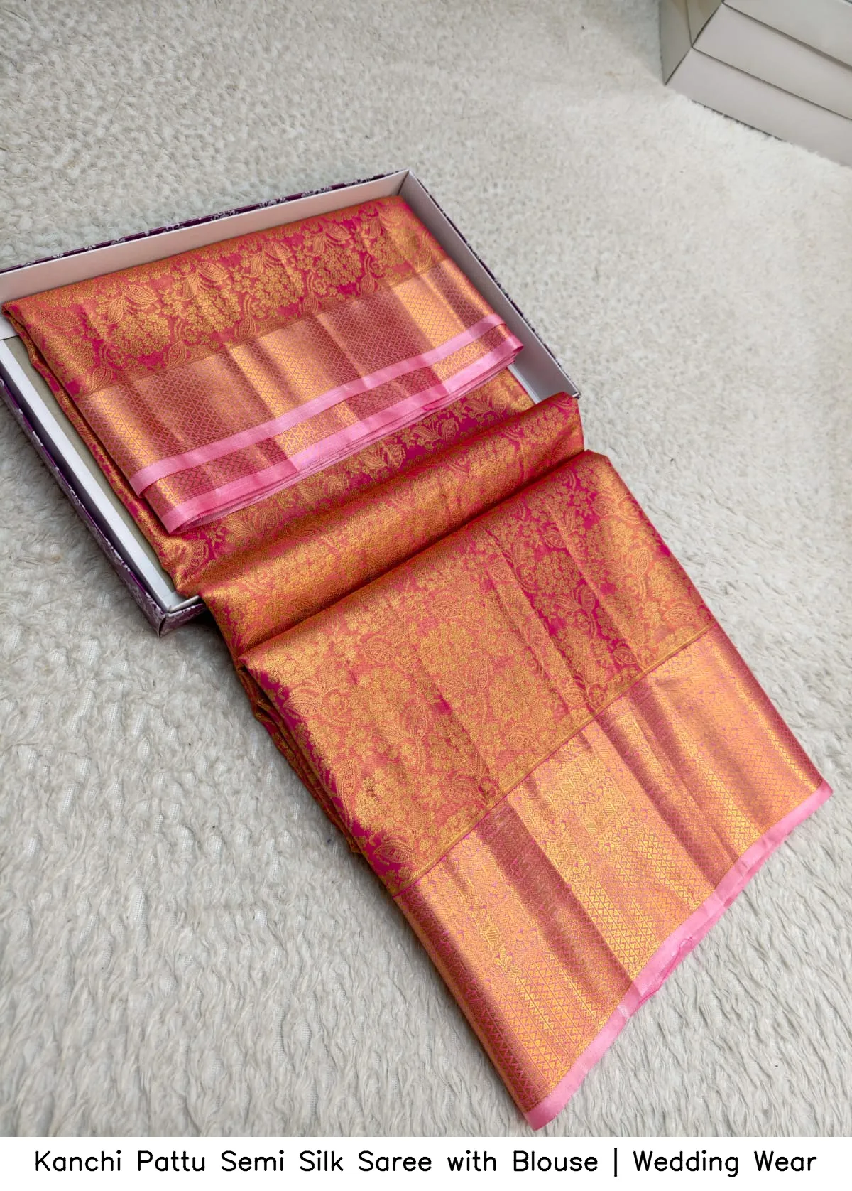 Kanchi Pattu Semi Silk Saree with Blouse | Wedding Wear 7