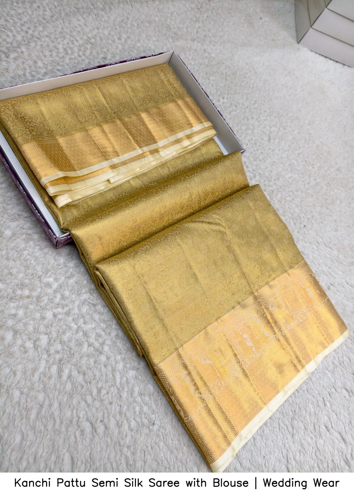 Kanchi Pattu Semi Silk Saree with Blouse | Wedding Wear 9