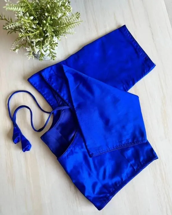 Plain Silk Readymade Saree Blouse with Dori & Tassels | Padded Princess Cut Saree Blouse with Elbow Sleeves