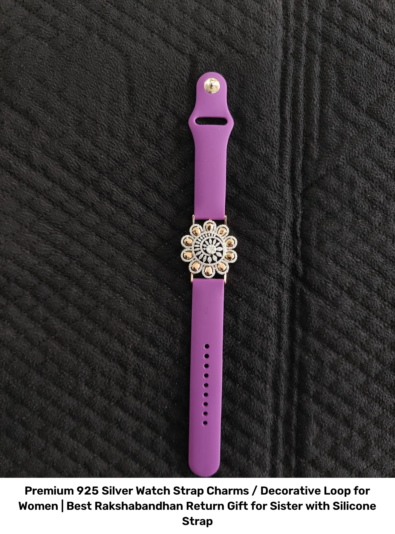 Premium 925 Silver Watch Strap Charms / Decorative Loop for Women | Best Rakshabandhan Return Gift for Sister with Silicone Strap 3