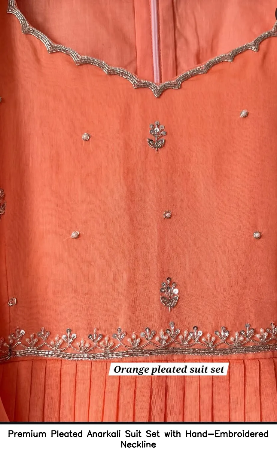 Premium Pleated Anarkali Suit Set with Hand-Embroidered Neckline 13
