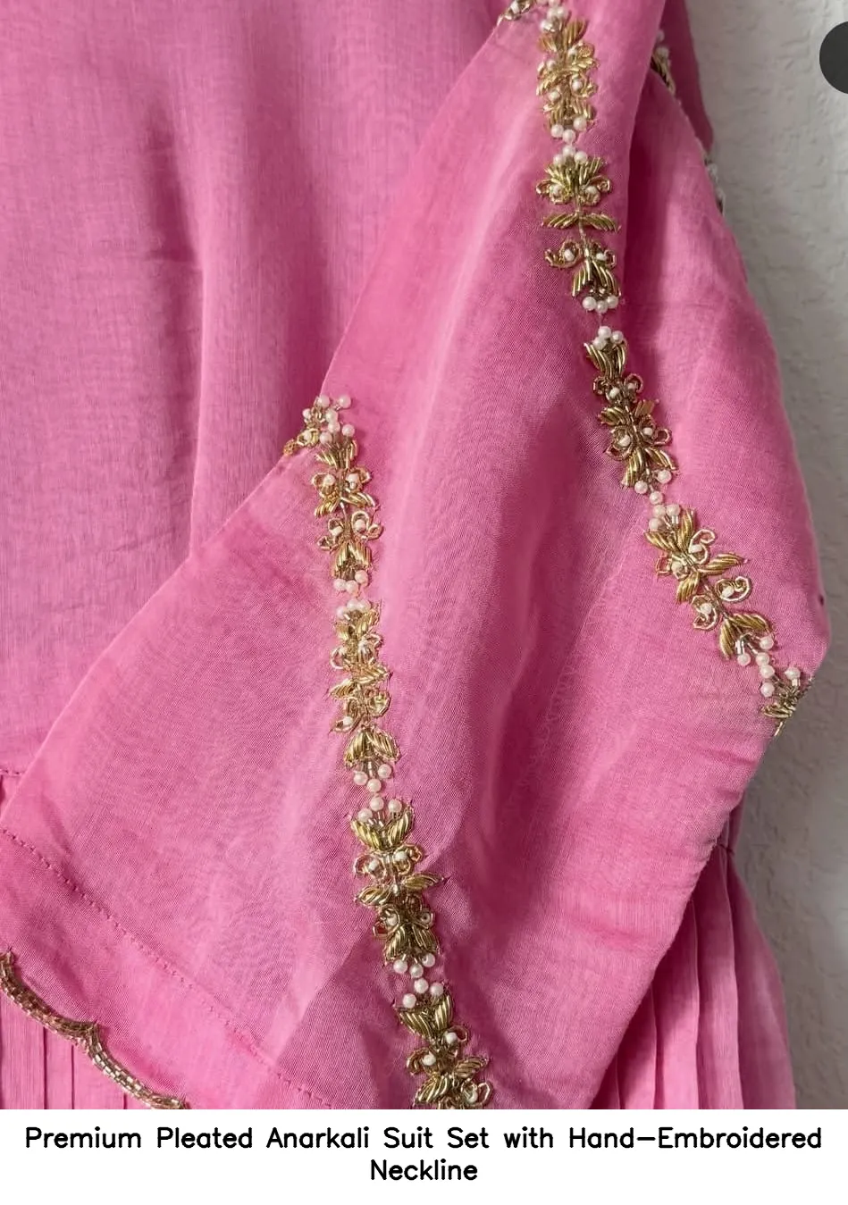 Premium Pleated Anarkali Suit Set with Hand-Embroidered Neckline 16