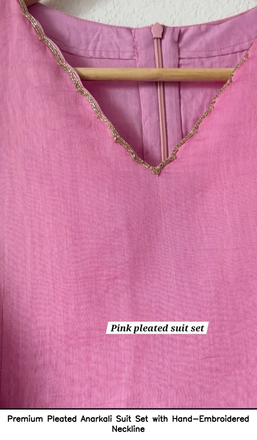 Premium Pleated Anarkali Suit Set with Hand-Embroidered Neckline 20