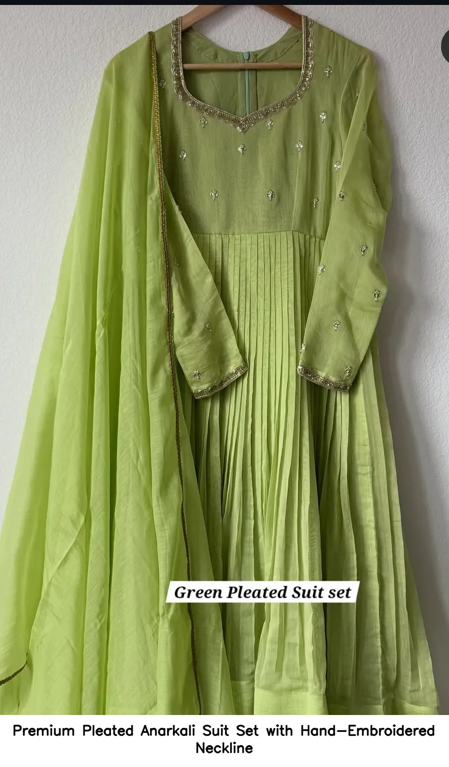 Premium Pleated Anarkali Suit Set with Hand-Embroidered Neckline 3
