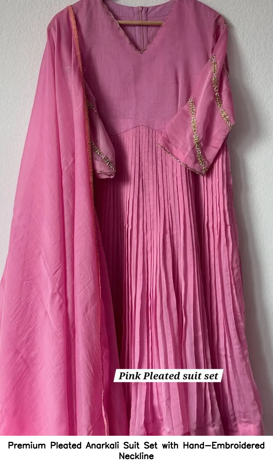 Premium Pleated Anarkali Suit Set with Hand-Embroidered Neckline 5