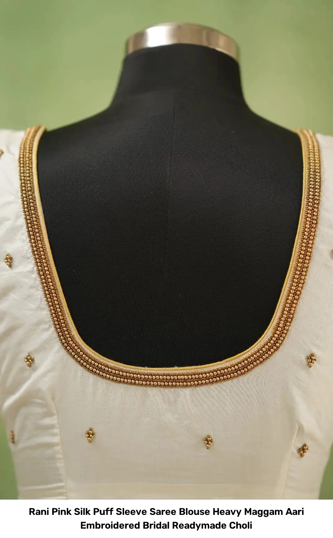 Rani Pink Silk Puff Sleeve Saree Blouse – Heavy Maggam Aari Embroidered Bridal Readymade Choli 11
