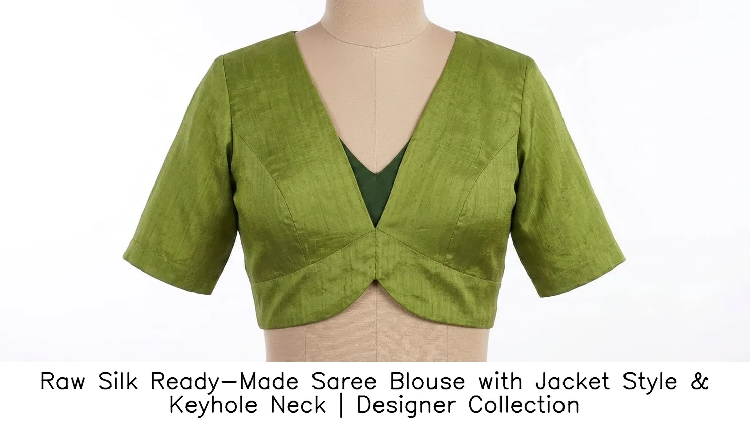Raw Silk Ready-Made Saree Blouse with Jacket Style & Keyhole Neck | Designer Collection 3