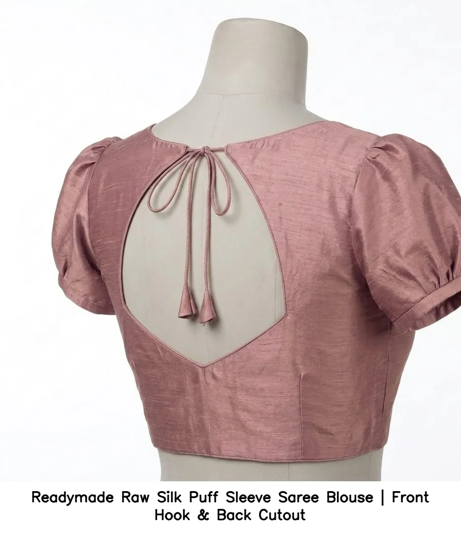 Readymade Raw Silk Puff Sleeve Saree Blouse | Front Hook & Back Cutout 4