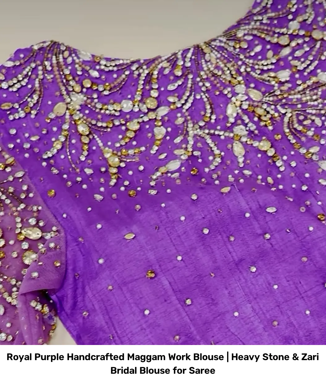 Royal Purple Handcrafted Maggam Work Blouse | Heavy Stone & Zari Bridal Blouse for Saree 3