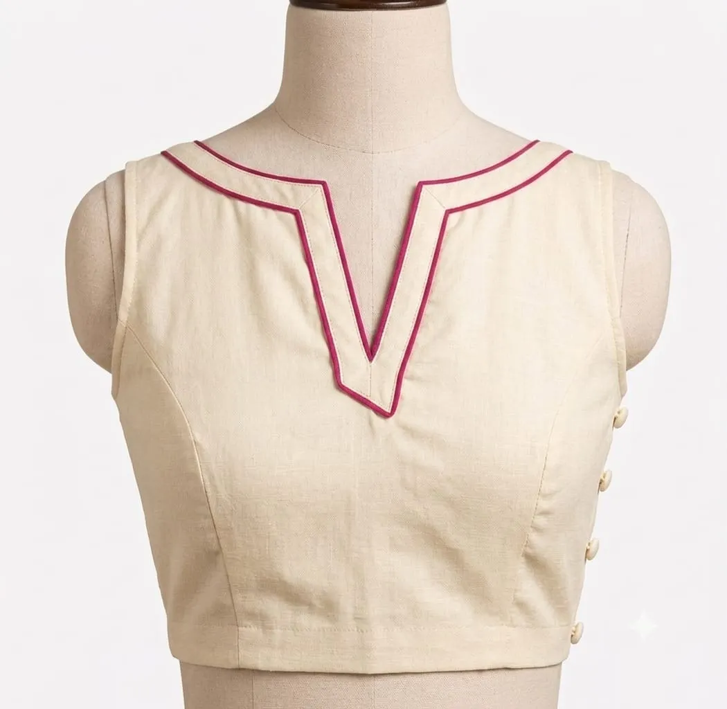 Sleeveless Designer Cotton Blouse for Sarees | Buy Custom Blouses