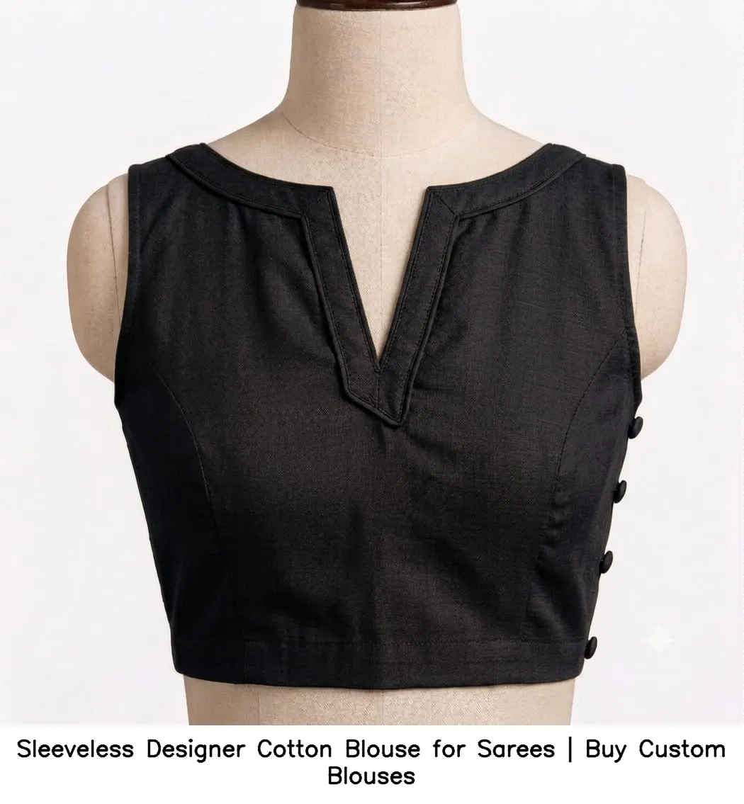 Sleeveless Designer Cotton Blouse for Sarees | Buy Custom Blouses 2