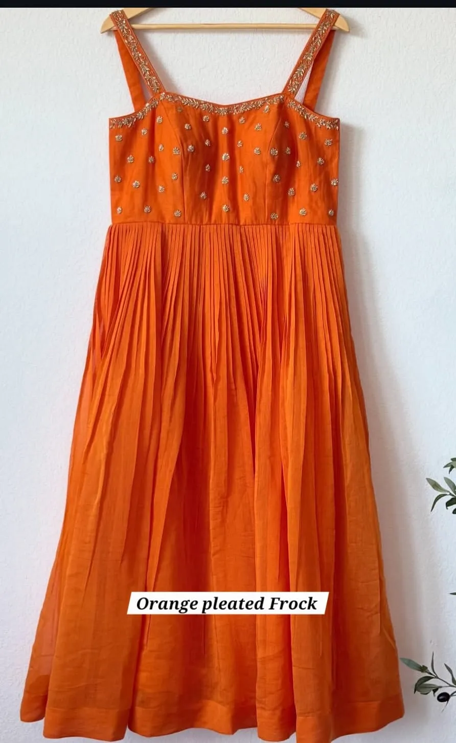 Sleeveless Pleated Anarkali Dress with Zari Strap Embroidery