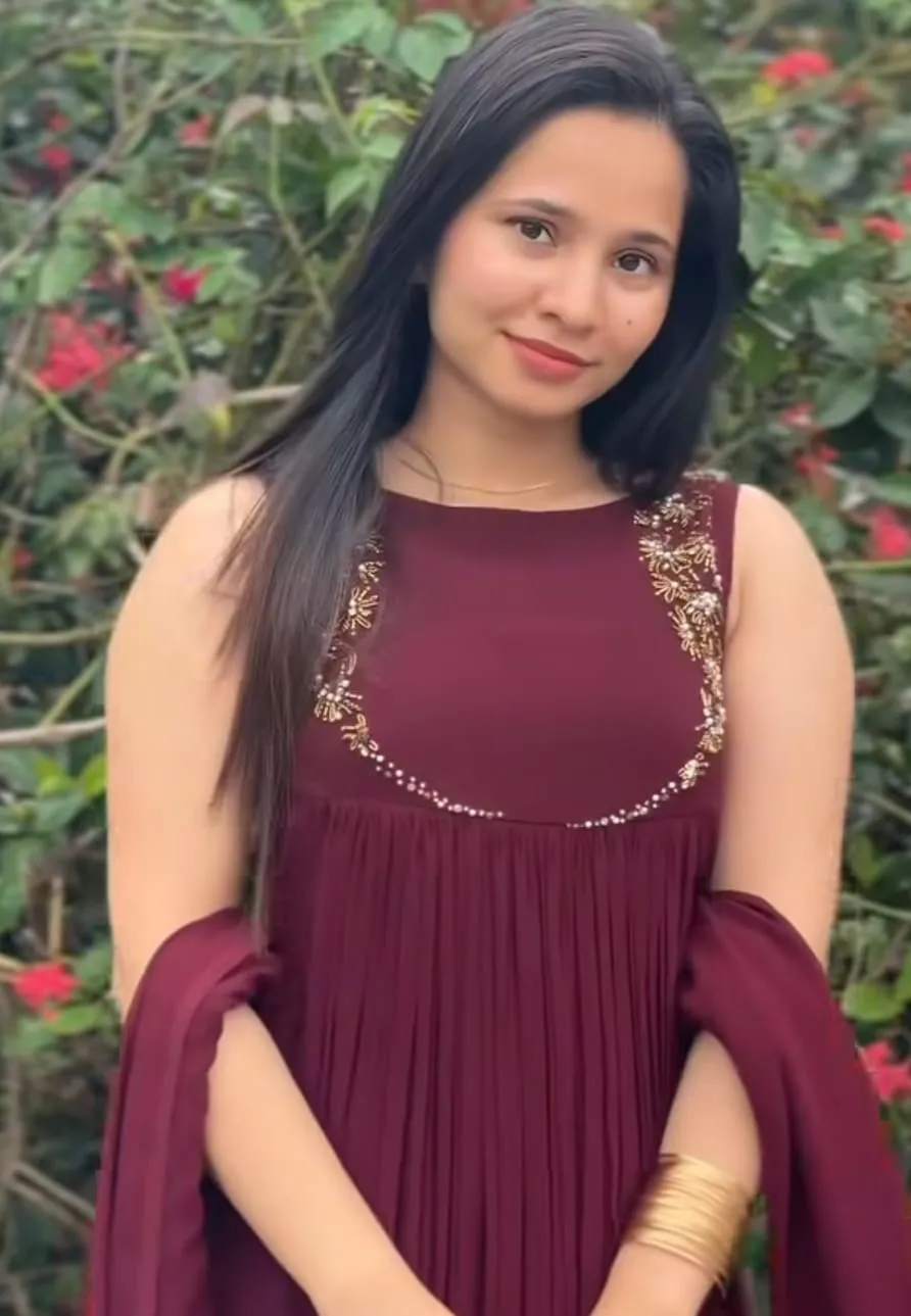 Wine Maroon Sleeveless Pleated Anarkali Gown with Hand Embroidered Yoke & Dupatta | Party Wear Frock