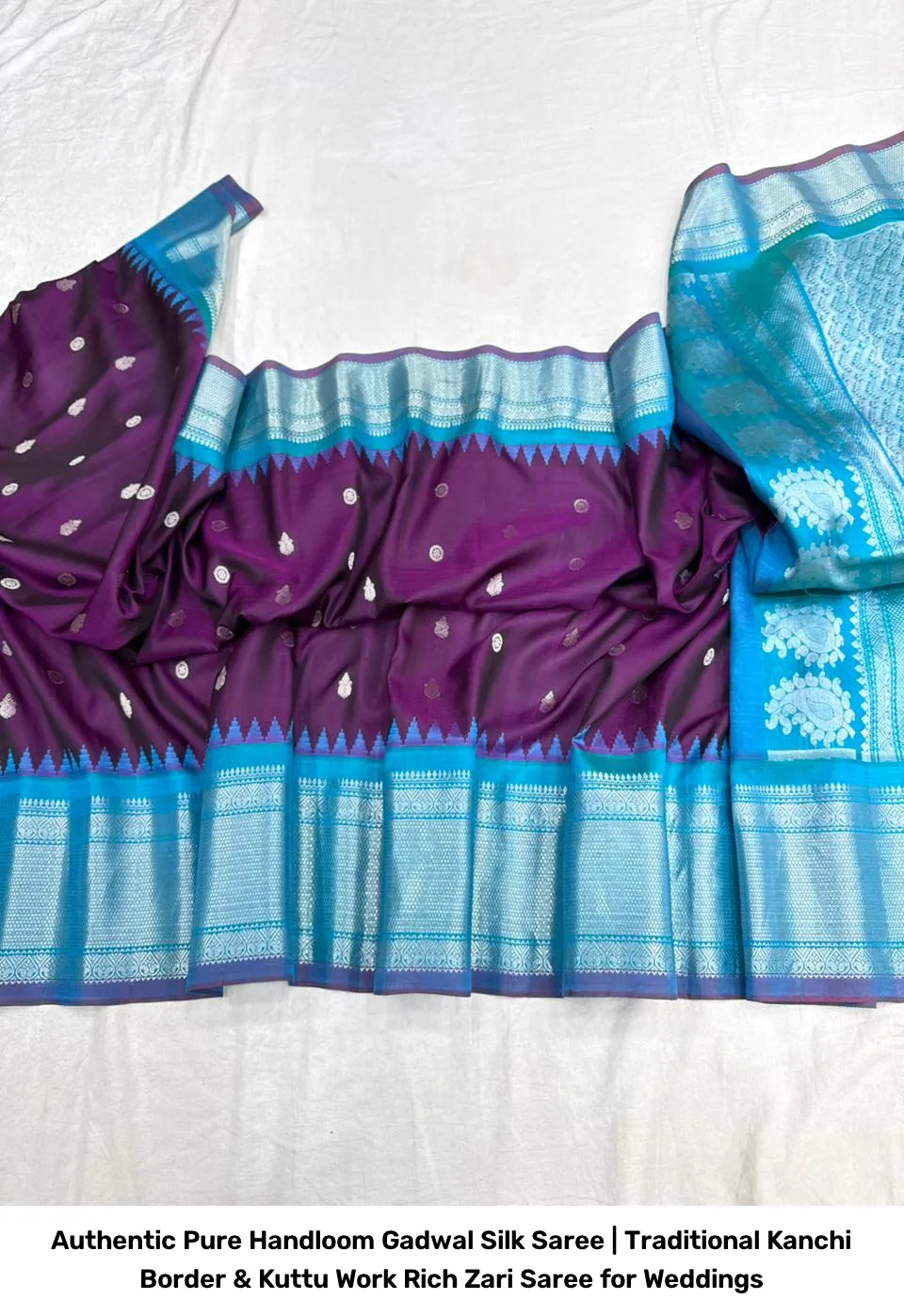 Authentic Pure Handloom Gadwal Silk Saree | Traditional Kanchi Border & Kuttu Work Rich Zari Saree for Weddings 15