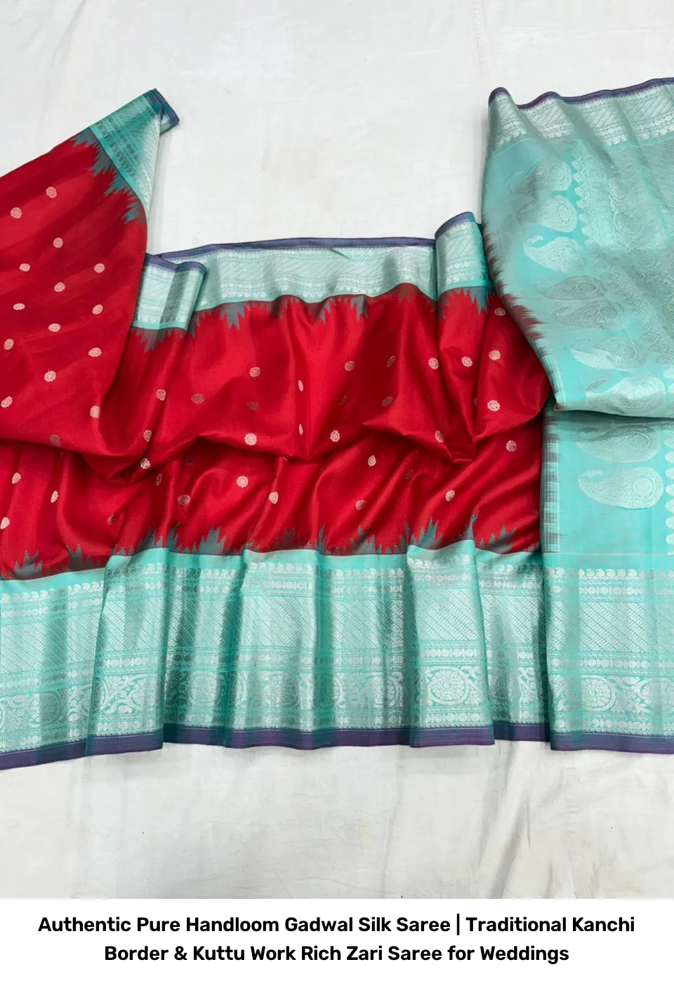 Authentic Pure Handloom Gadwal Silk Saree | Traditional Kanchi Border & Kuttu Work Rich Zari Saree for Weddings 19