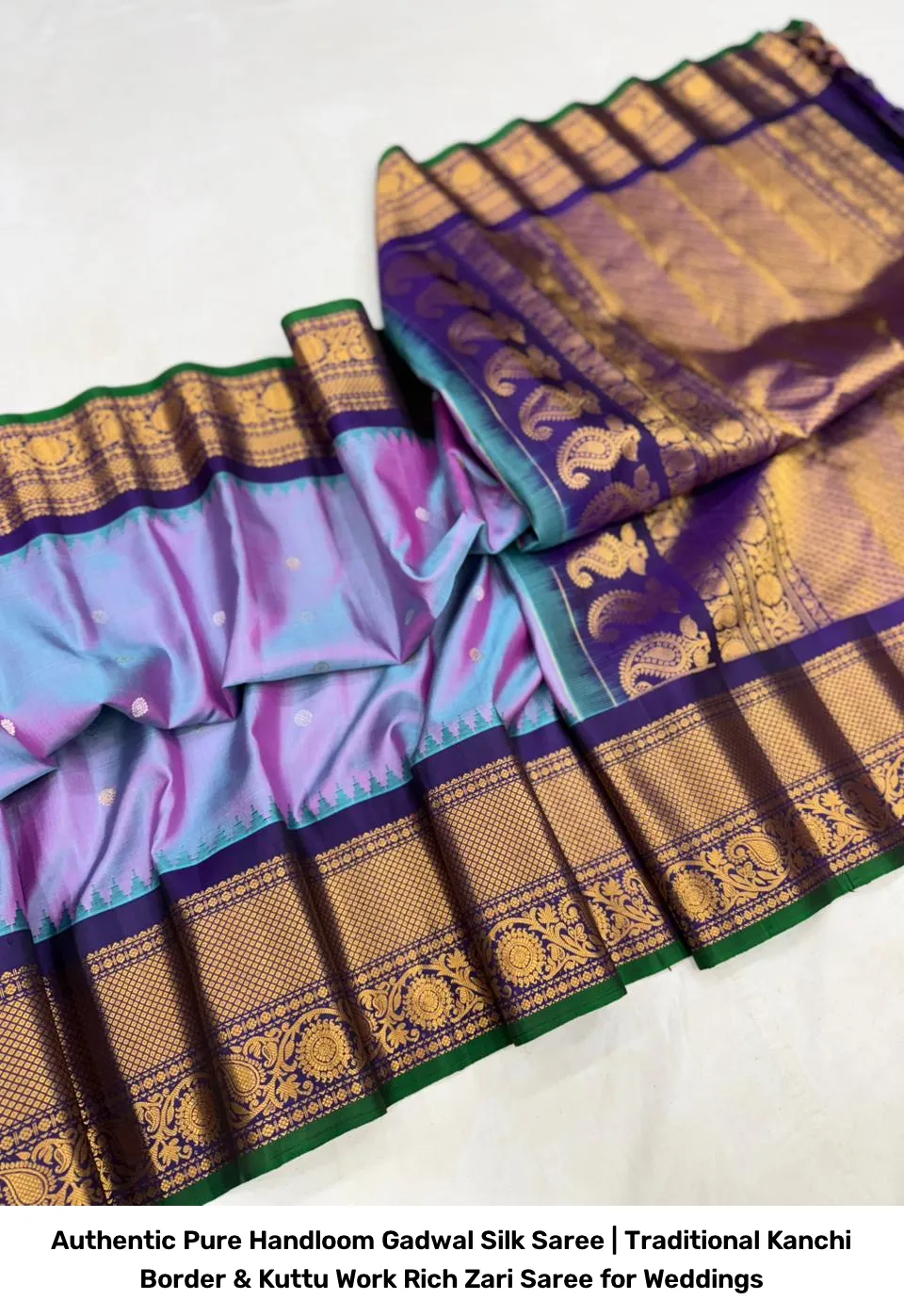 Authentic Pure Handloom Gadwal Silk Saree | Traditional Kanchi Border & Kuttu Work Rich Zari Saree for Weddings 21