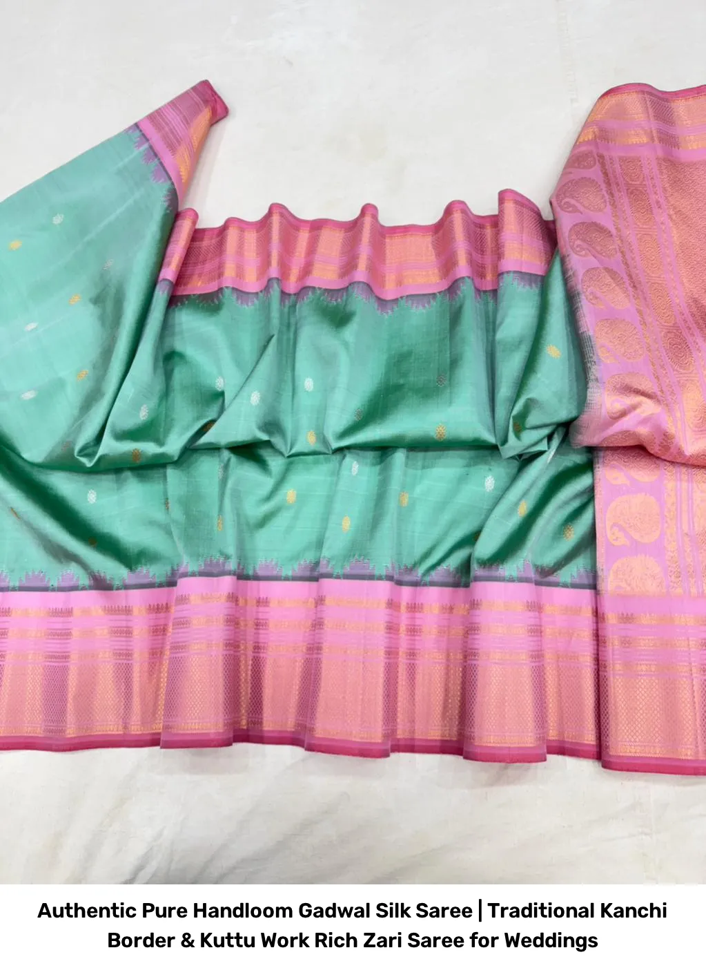 Authentic Pure Handloom Gadwal Silk Saree | Traditional Kanchi Border & Kuttu Work Rich Zari Saree for Weddings 22