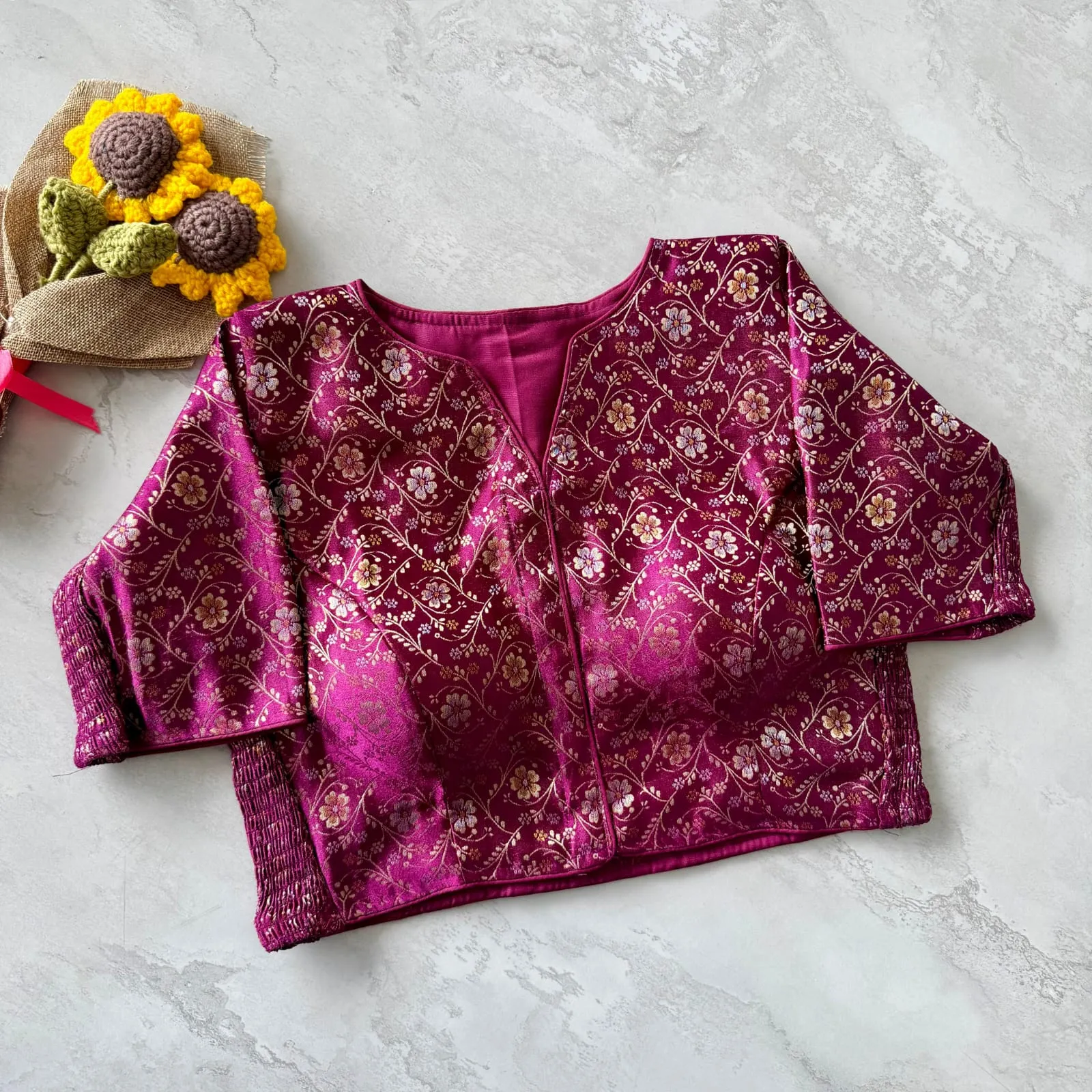 Banarasi Silk Stretchable Padded Saree Blouse