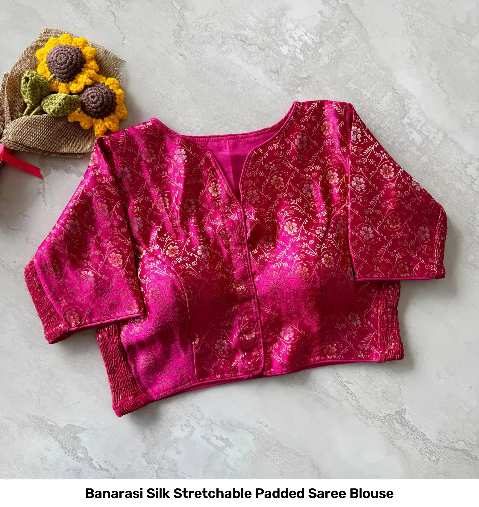 Banarasi Silk Stretchable Padded Saree Blouse 2