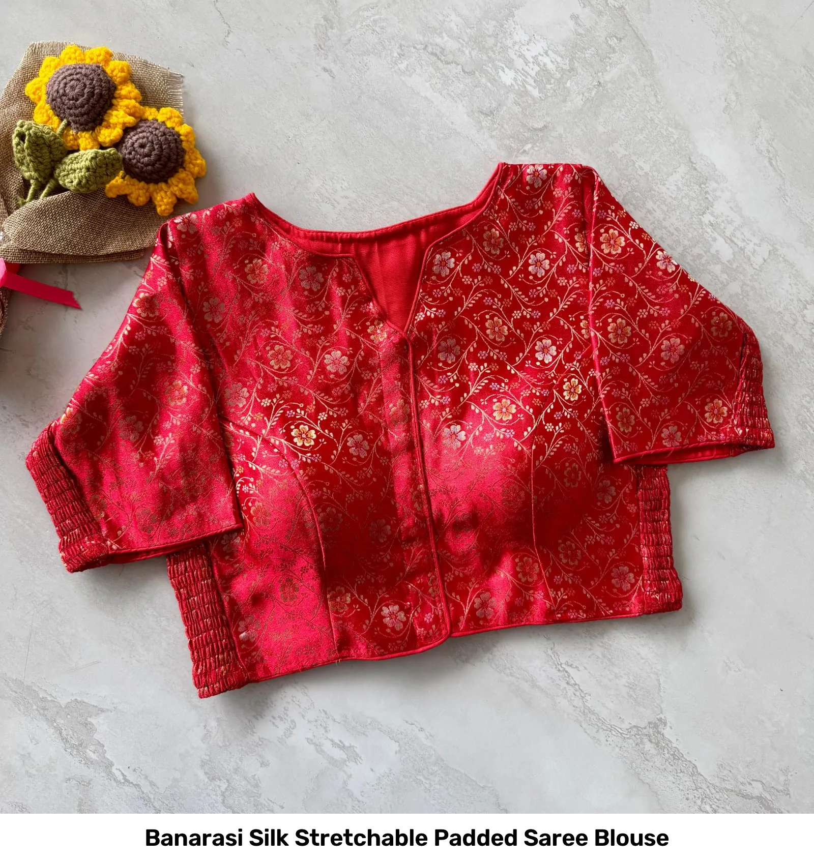 Banarasi Silk Stretchable Padded Saree Blouse 3