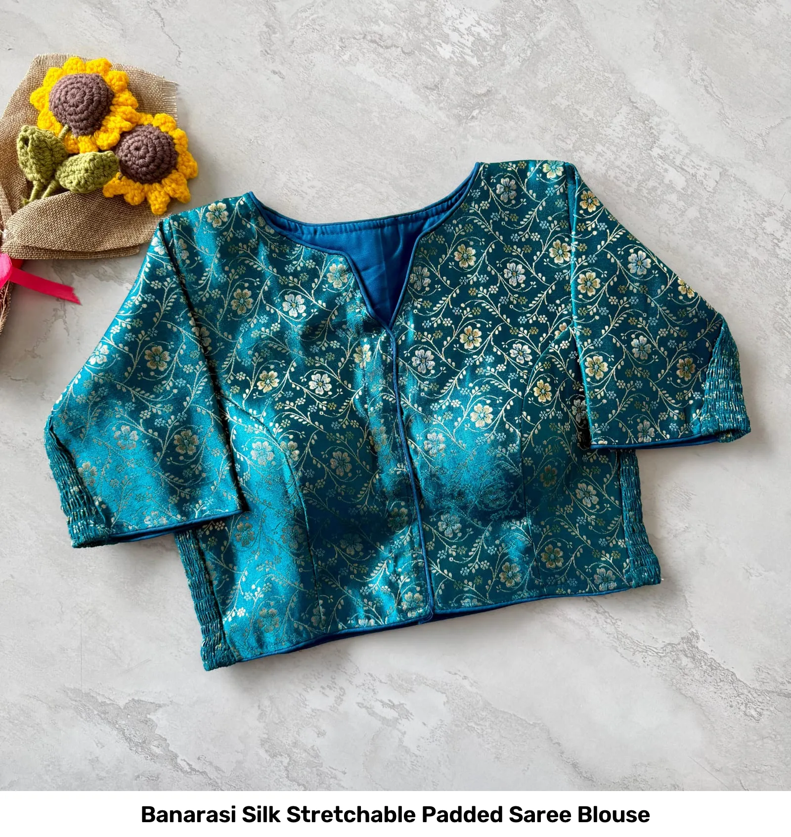 Banarasi Silk Stretchable Padded Saree Blouse 4