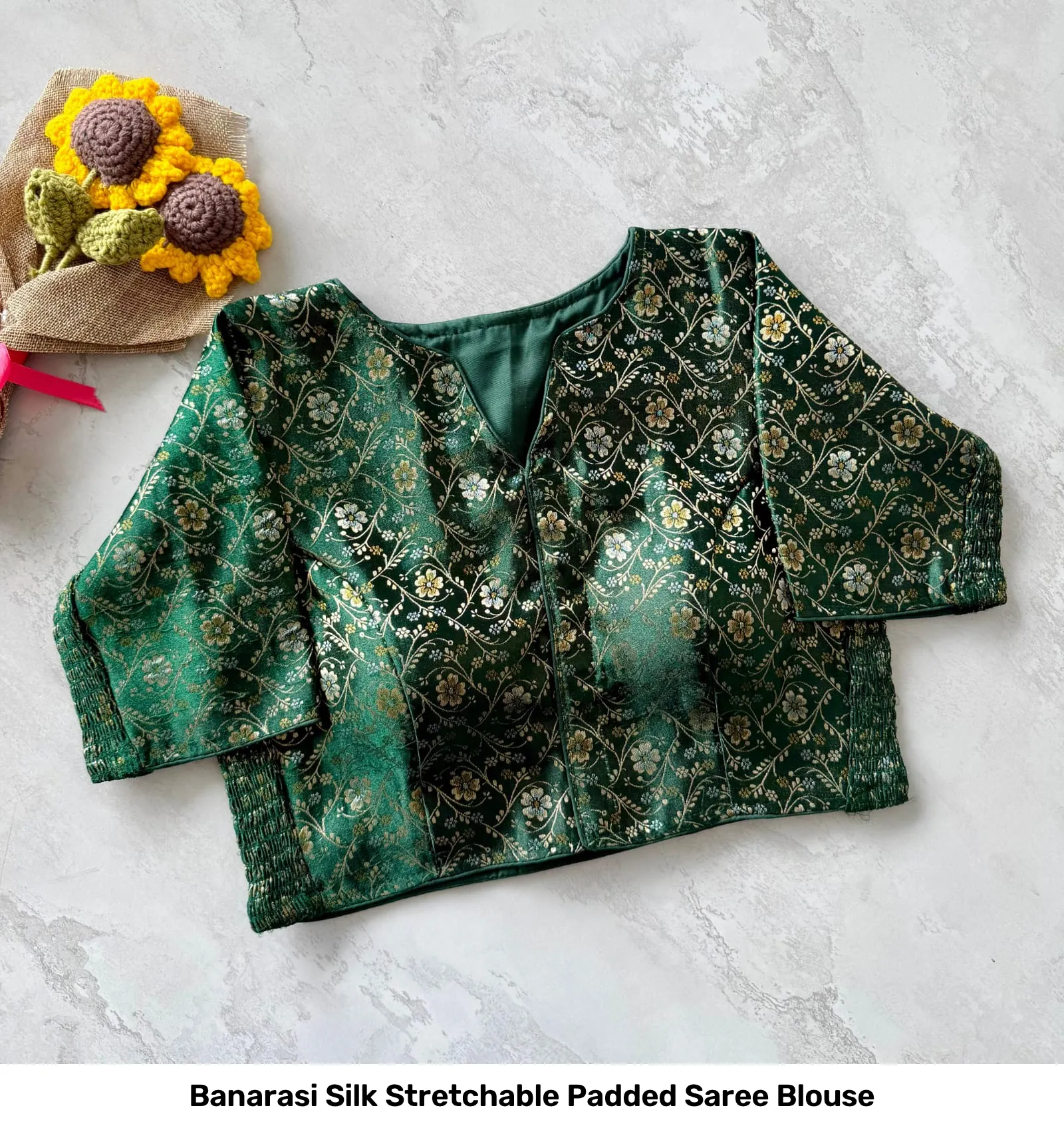 Banarasi Silk Stretchable Padded Saree Blouse 6