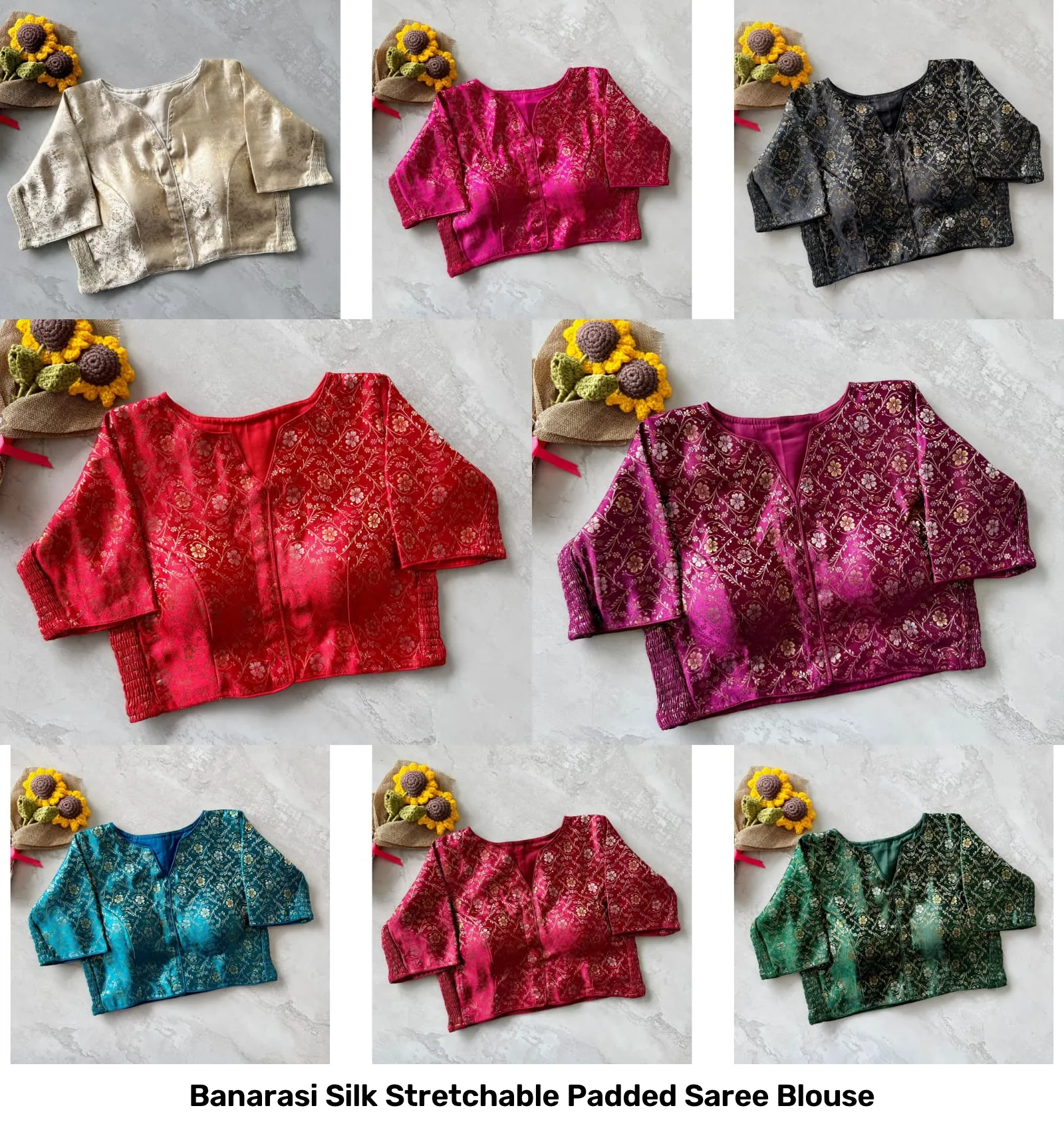 Banarasi Silk Stretchable Padded Saree Blouse 7