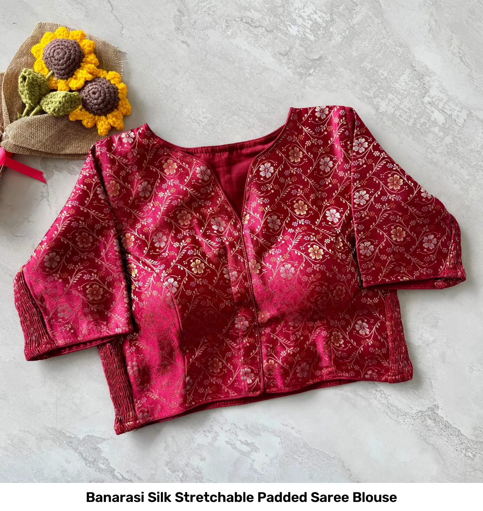 Banarasi Silk Stretchable Padded Saree Blouse 8