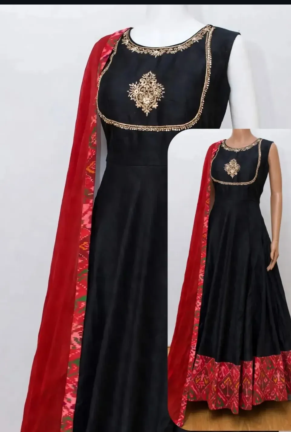 Black Anarkali Suit Set with Red Dupatta | Designer Ethnic Wear