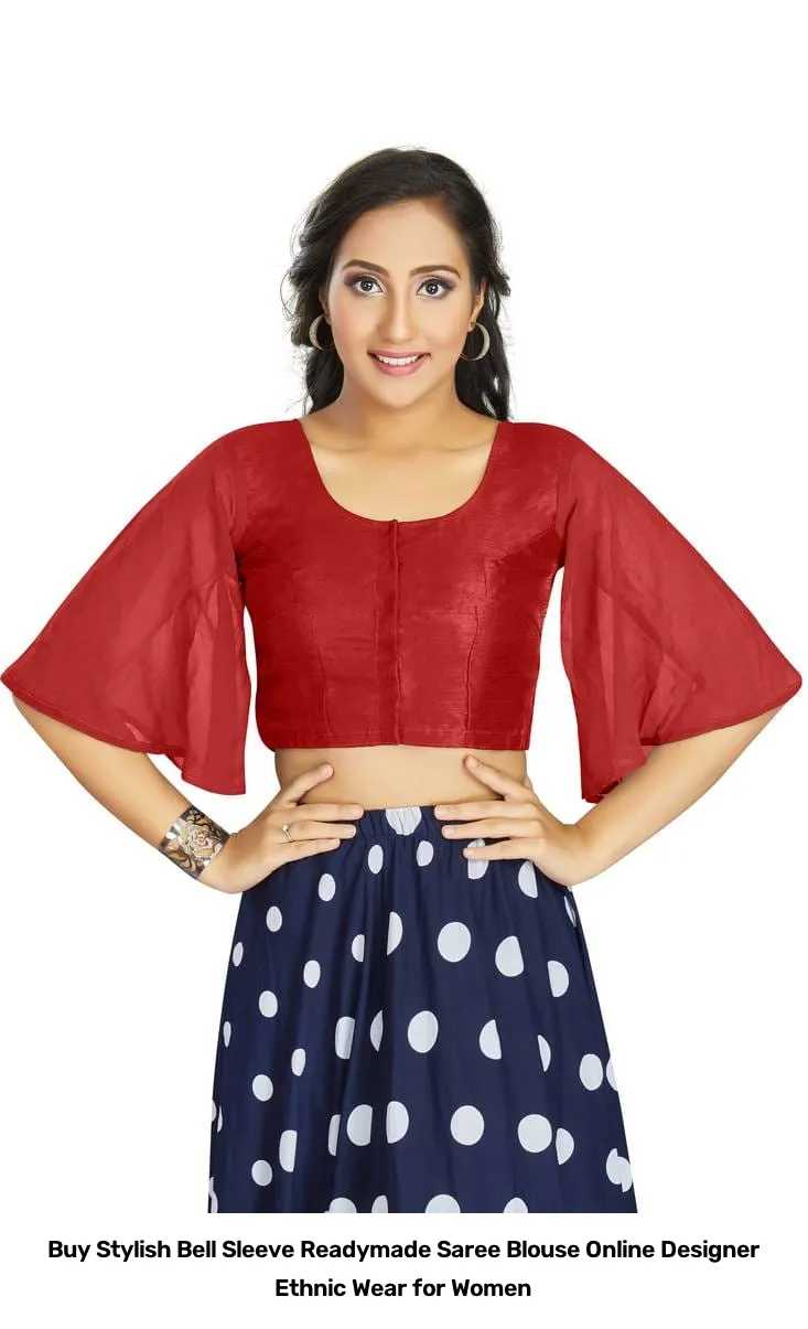 Buy Stylish Bell Sleeve Readymade Saree Blouse Online – Designer Ethnic Wear for Women 5