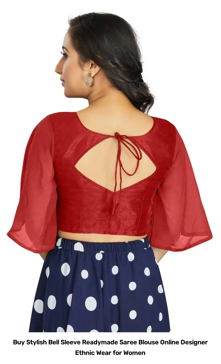 Buy Stylish Bell Sleeve Readymade Saree Blouse Online – Designer Ethnic Wear for Women 6