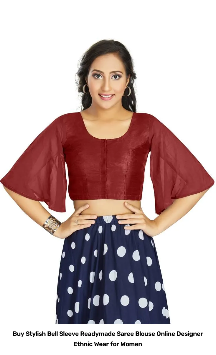 Buy Stylish Bell Sleeve Readymade Saree Blouse Online – Designer Ethnic Wear for Women 7