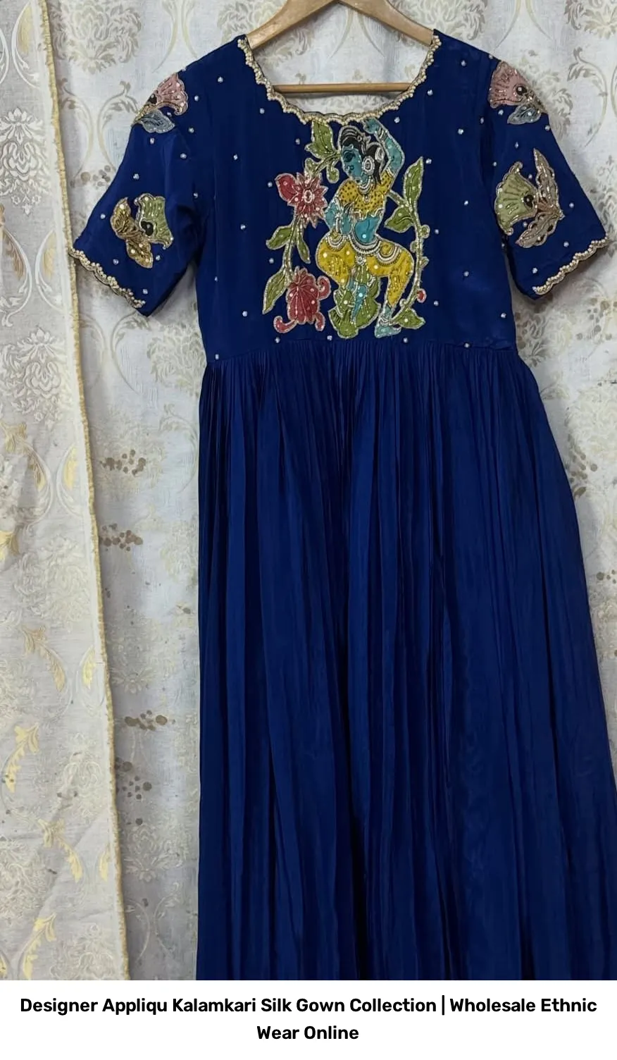 Designer Appliqué Kalamkari Silk Gown Collection | Wholesale Ethnic Wear Online 12