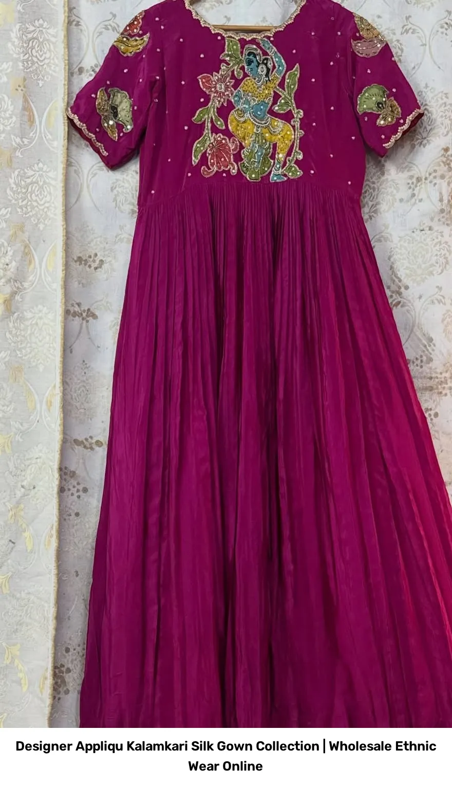 Designer Appliqué Kalamkari Silk Gown Collection | Wholesale Ethnic Wear Online 4