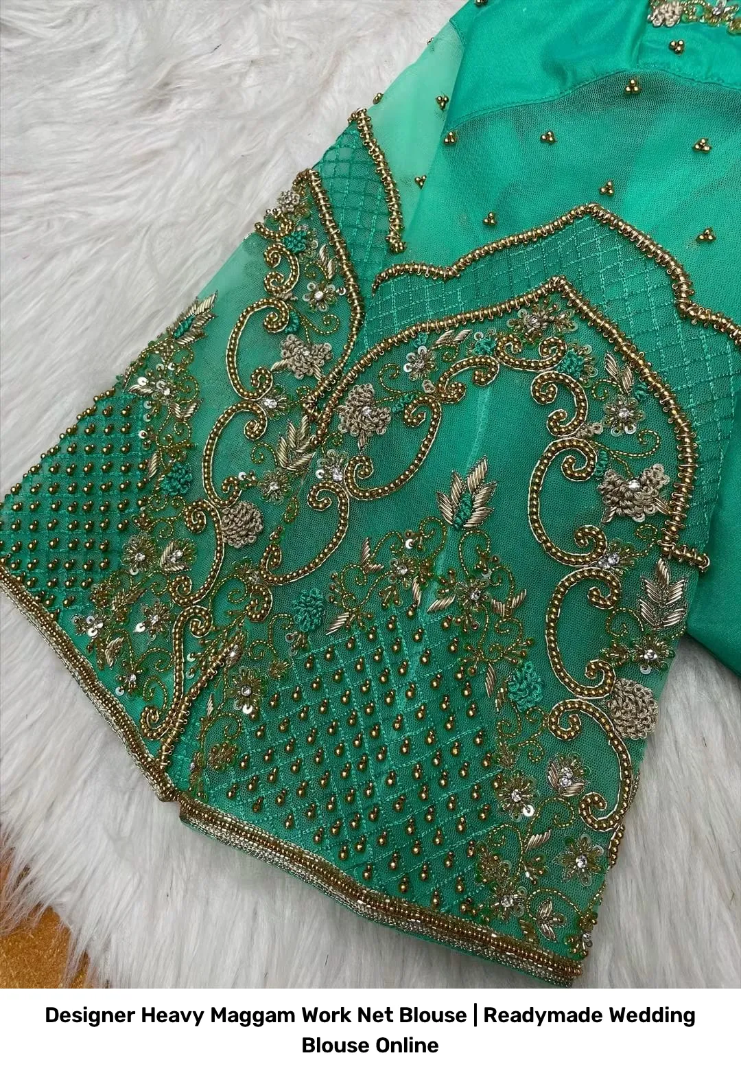 Designer Heavy Maggam Work Net Blouse | Readymade Wedding Blouse Online 2