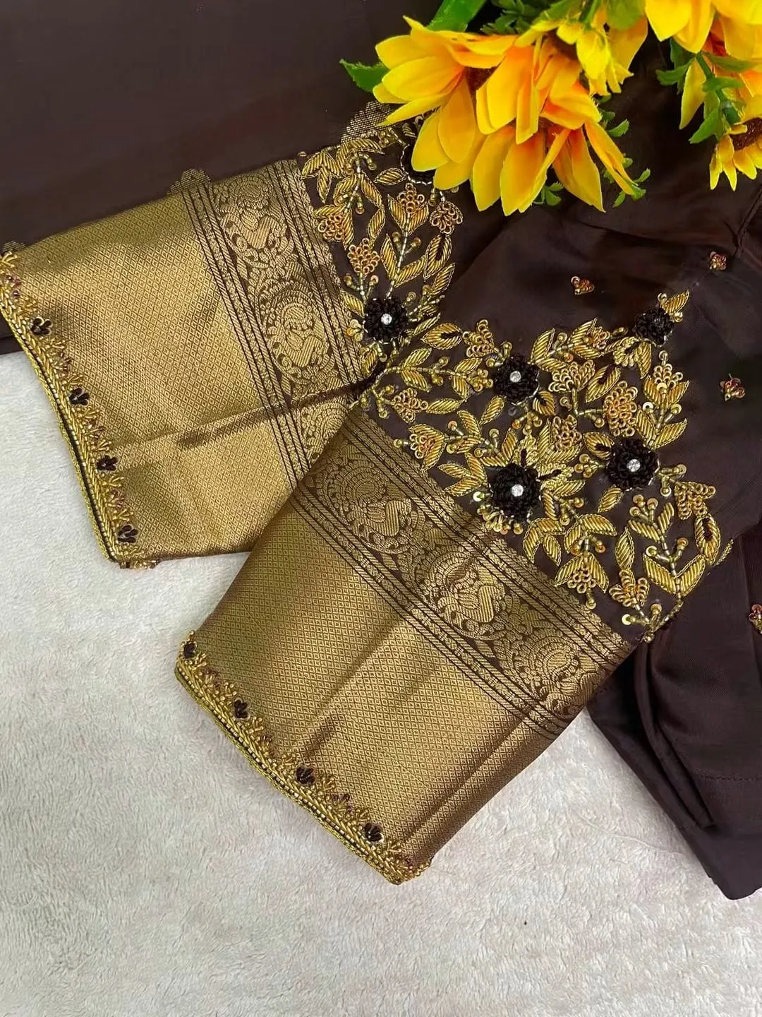 Designer Heavy Zardozi Maggam Work Silk Blouse | Buy Readymade Blouse Online