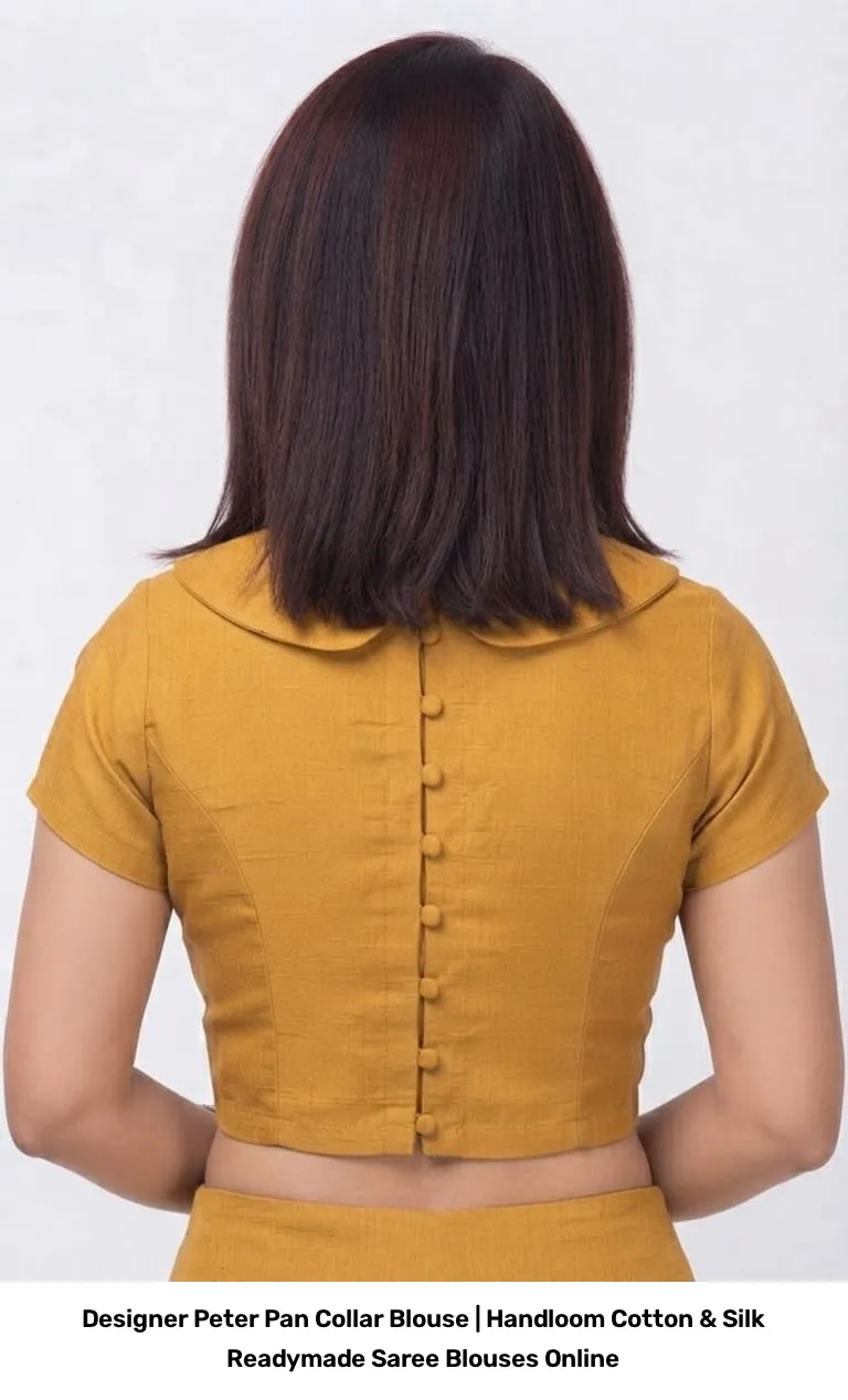 Designer Peter Pan Collar Blouse | Handloom Cotton & Silk Readymade Saree Blouses Online 3