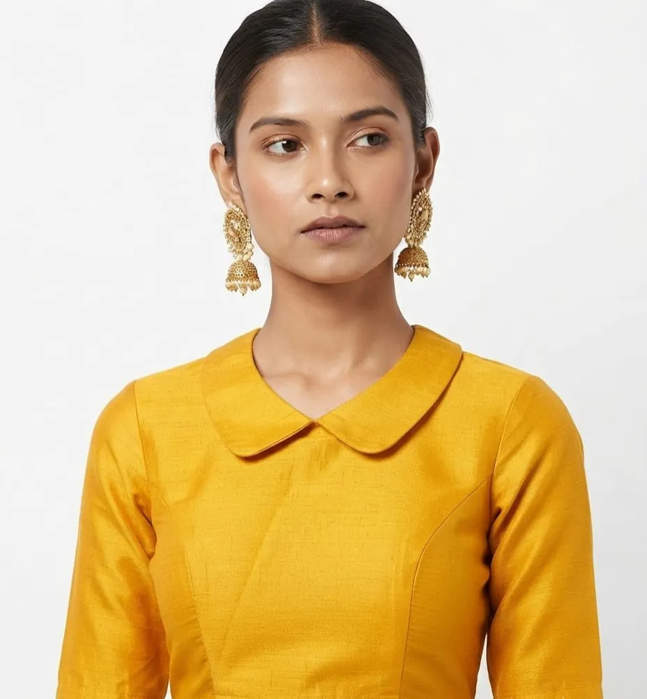 Designer Silk Peter Pan Collar Blouse | Trendy Boat Neck & Party Wear Blouse Designs