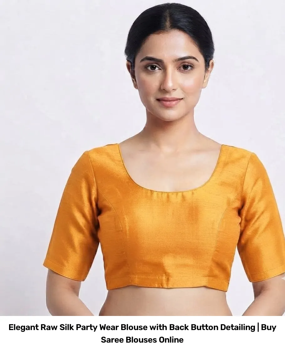 Elegant Raw Silk Party Wear Blouse with Back Button Detailing | Buy Saree Blouses Online 7