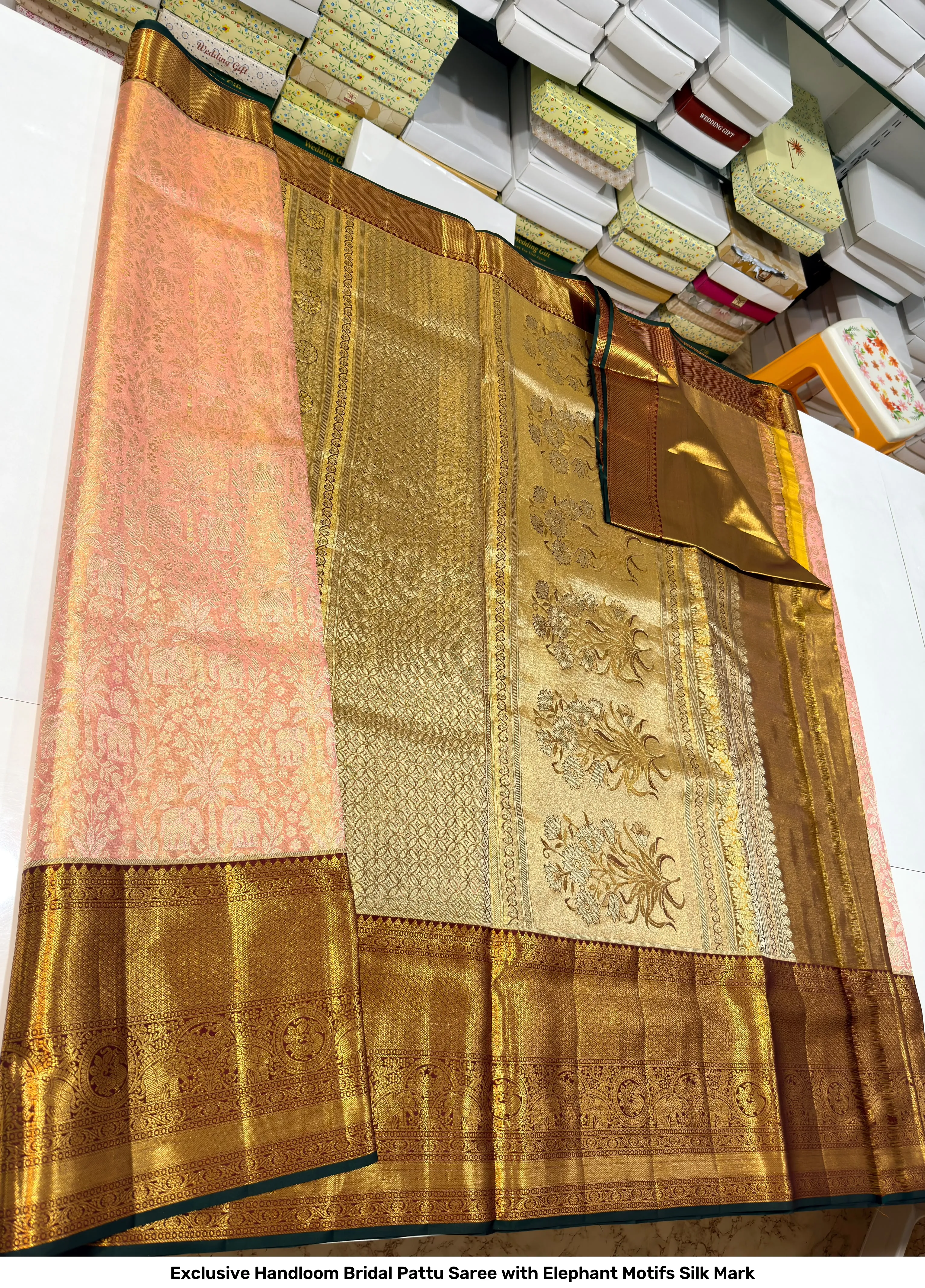 Exclusive Handloom Bridal Pattu Saree with Elephant Motifs – Silk Mark 4