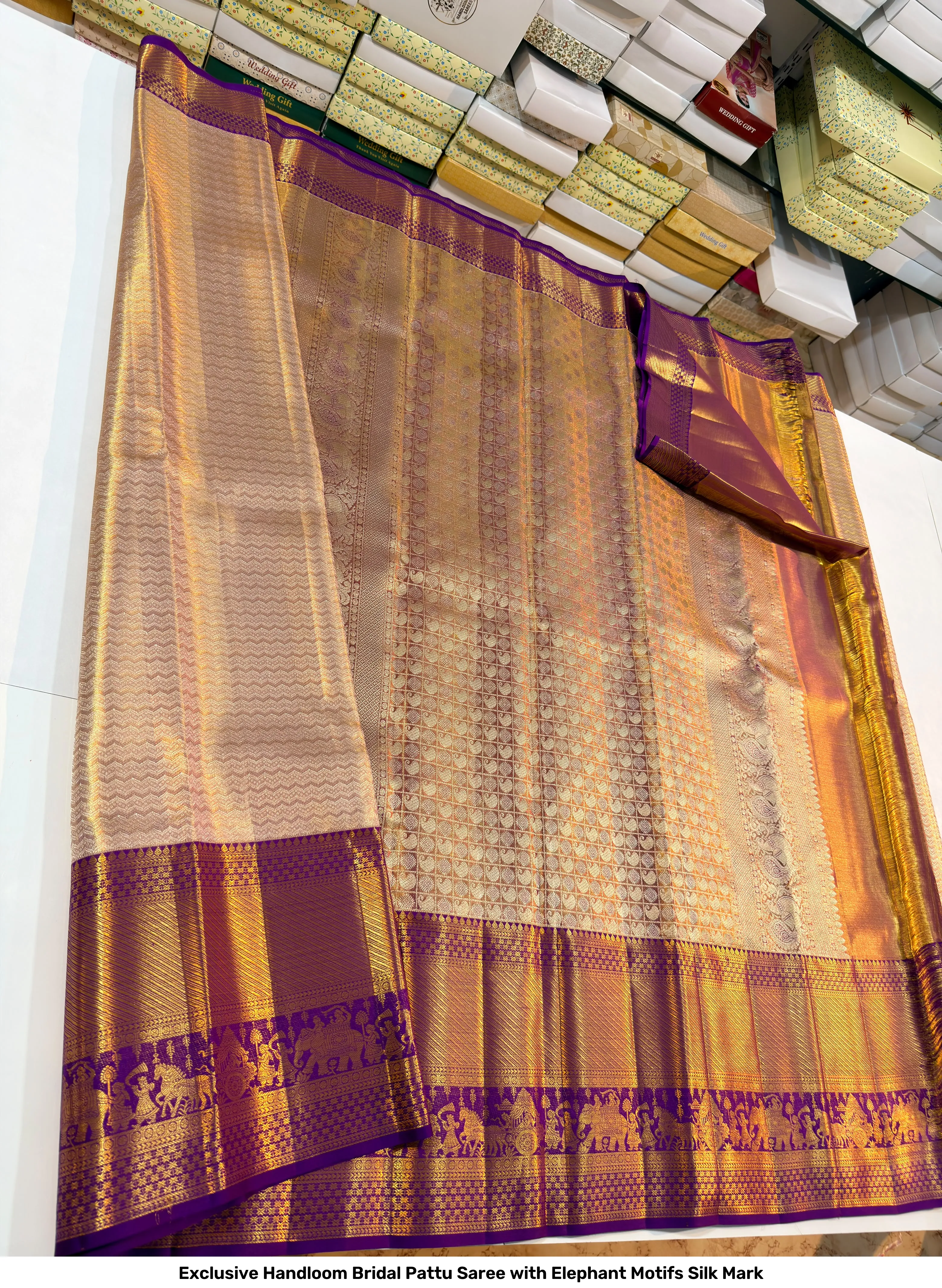 Exclusive Handloom Bridal Pattu Saree with Elephant Motifs – Silk Mark 5