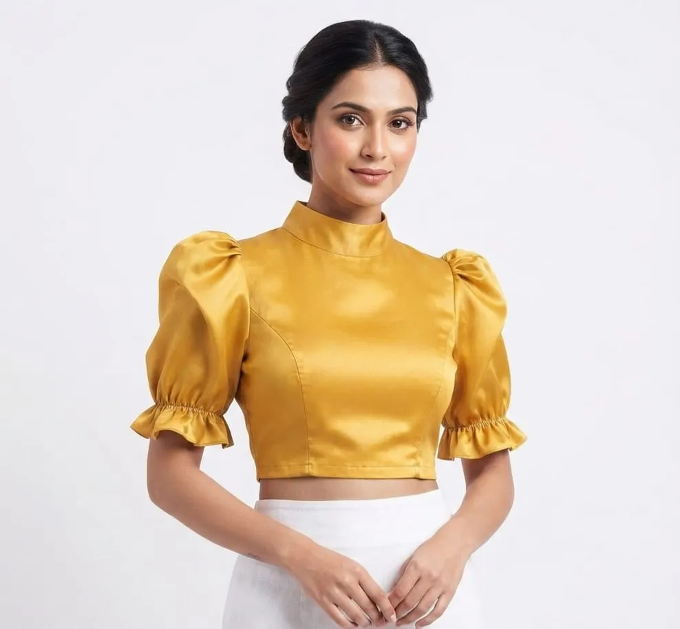 Exquisite Silk High Neck Designer Saree Blouse – Festive Wear