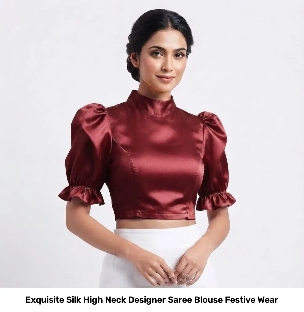 Exquisite Silk High Neck Designer Saree Blouse – Festive Wear 2