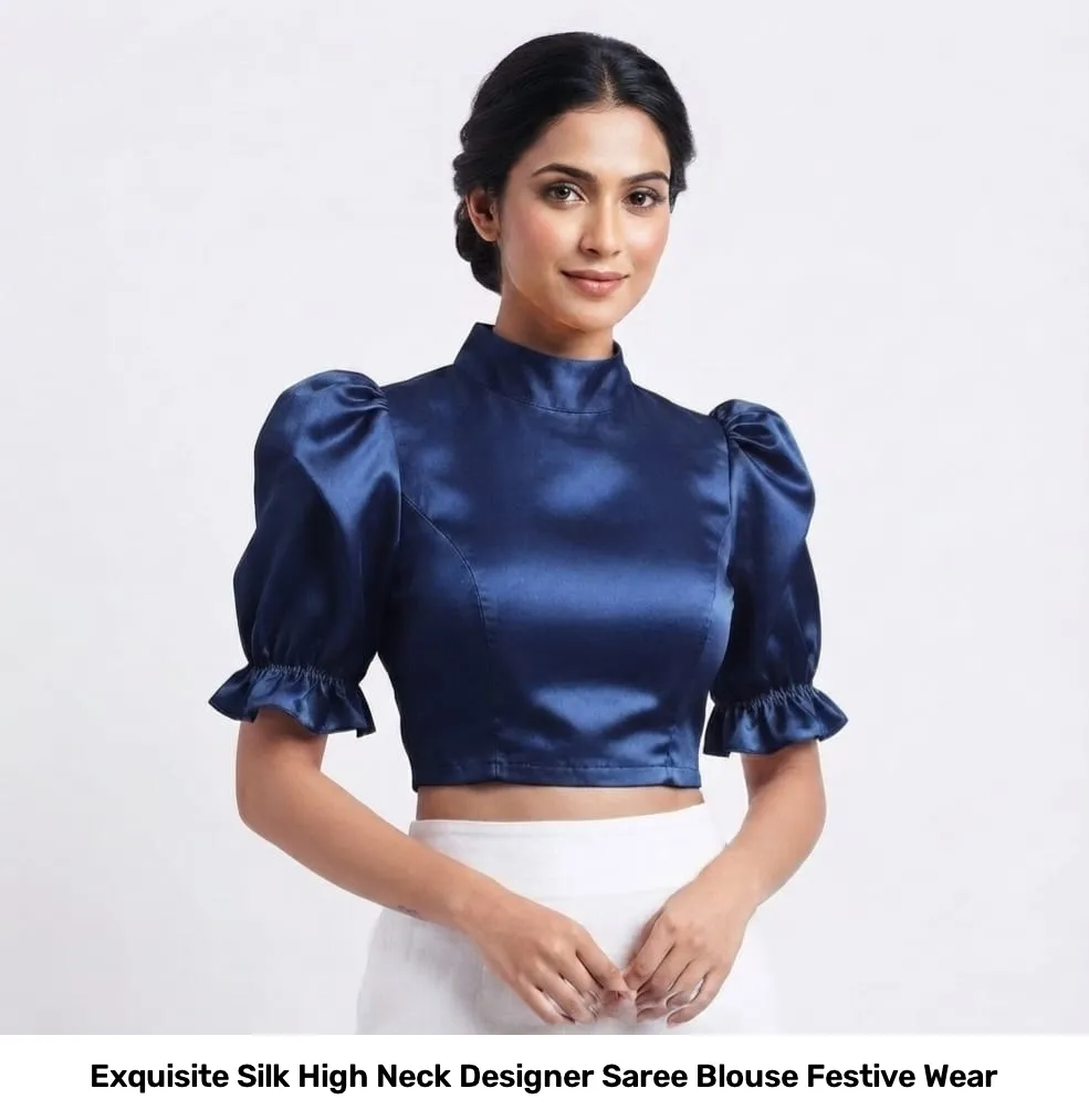 Exquisite Silk High Neck Designer Saree Blouse – Festive Wear 3