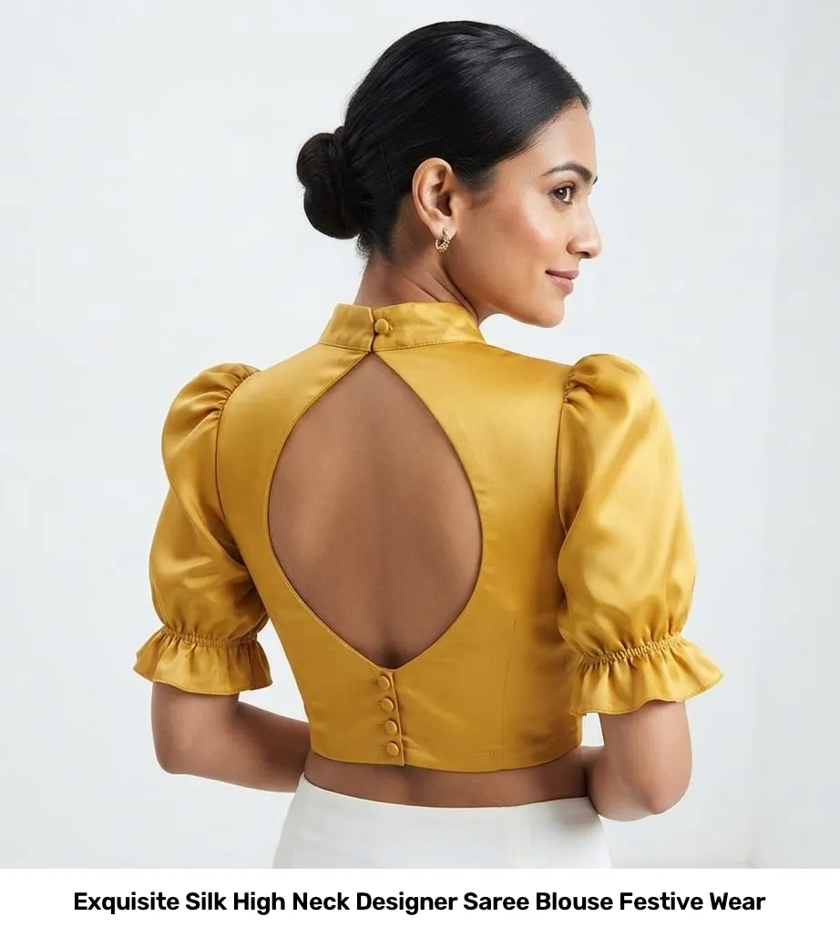Exquisite Silk High Neck Designer Saree Blouse – Festive Wear 4