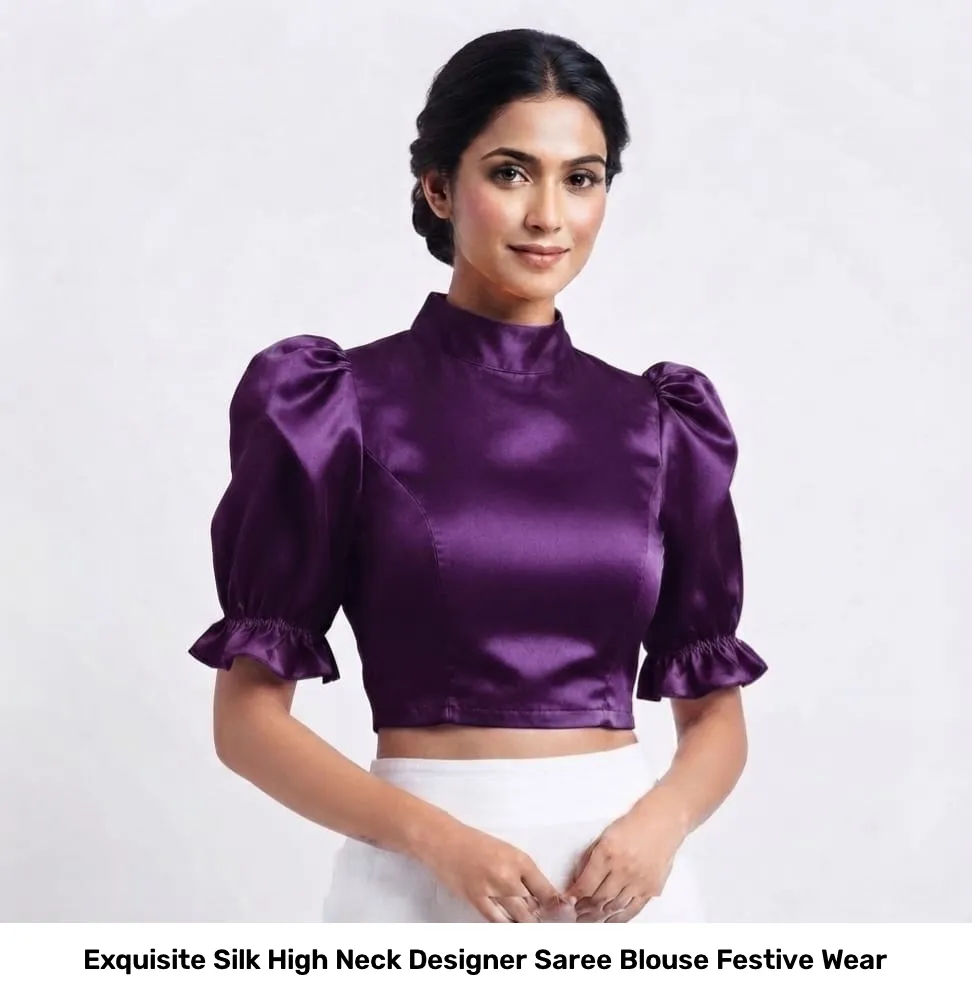 Exquisite Silk High Neck Designer Saree Blouse – Festive Wear 5