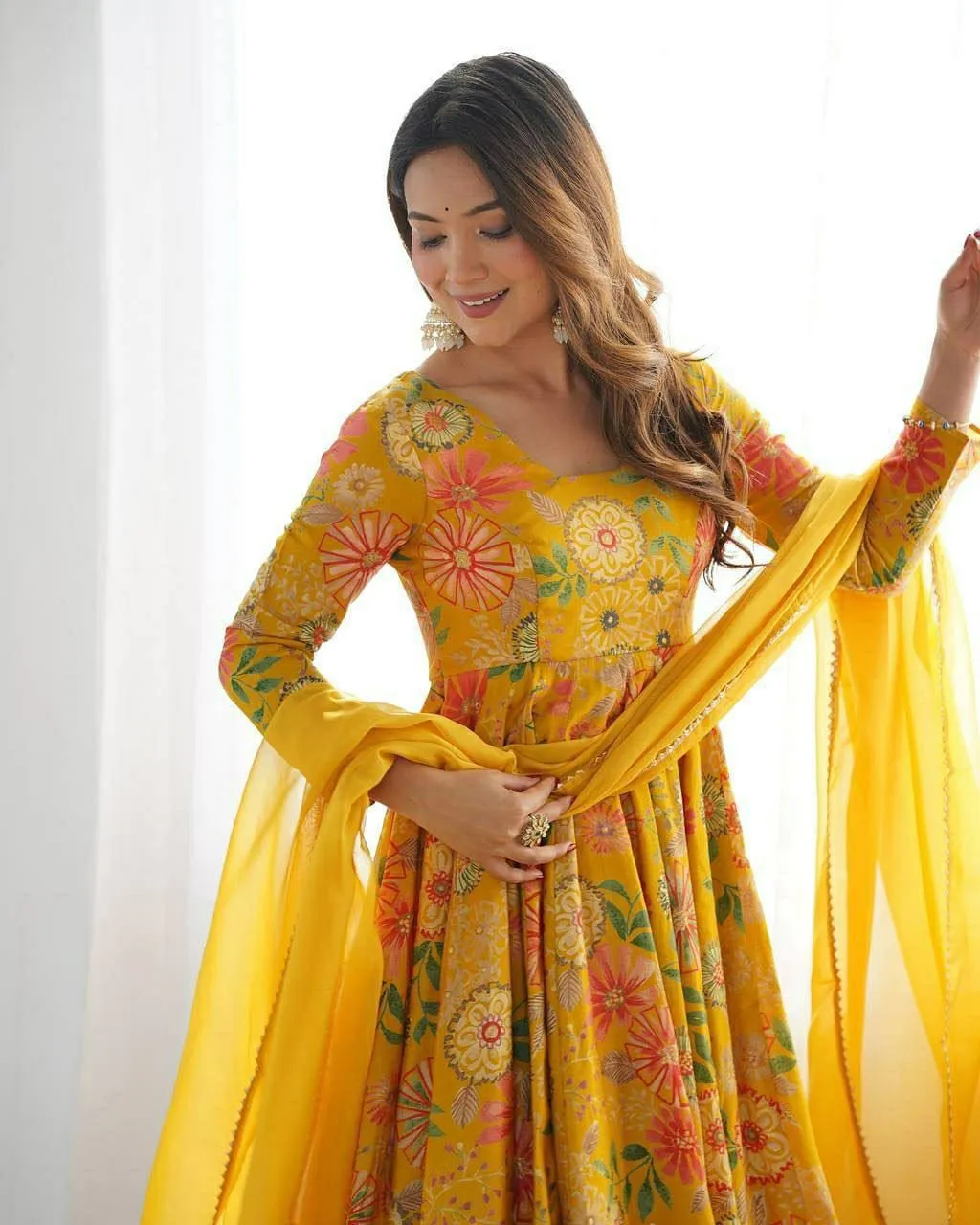 Floral Printed Georgette Kurti Sharara Set with Dupatta